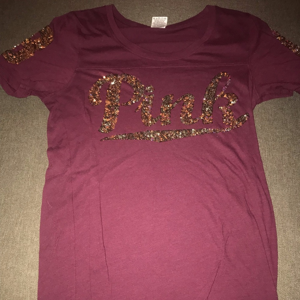 Burgundy with gold writing Victoria Secret shirt